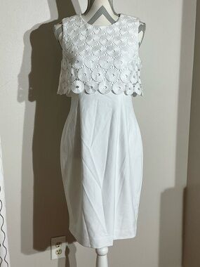 NWOT Ellen Tracy White Dress Crochet Top